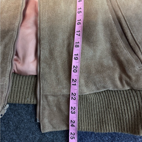 VTG Genuine Real Leather 42 Bomber Jacket Coat Brown Tan Full Zip Zipper Lined - Picture 7 of 9